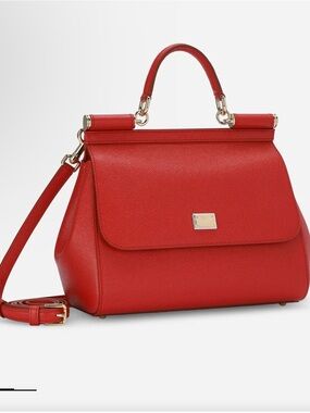 Dolce & Gabbana Red Sicily Structured Top-Handle Satchel